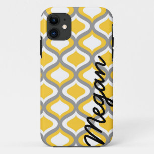 Capa Para iPhone 11 Teste padrão cinzento amarelo personalizado de