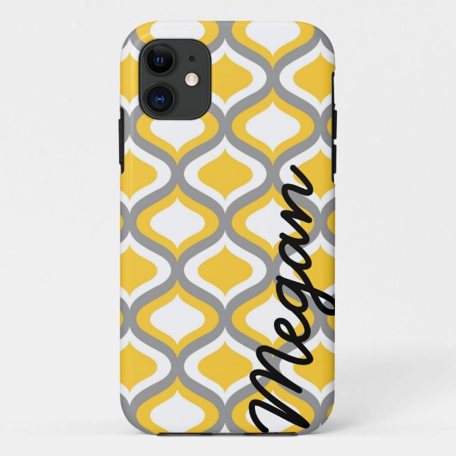 Capa Para iPhone 11 Teste padrão cinzento amarelo personalizado de (Verso)