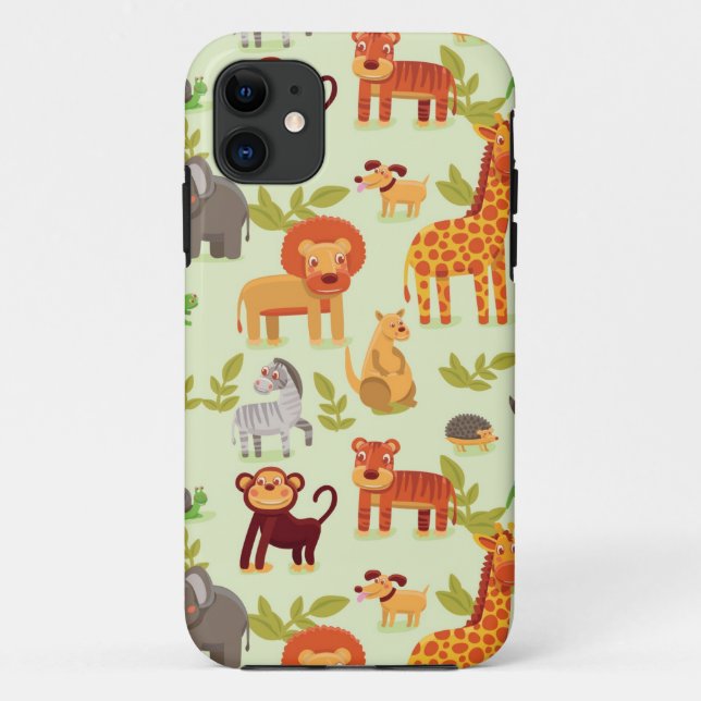 Capa Para iPhone 11 Teste padrão com animais dos desenhos animados (Verso)