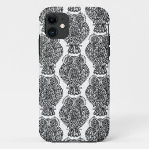 Capa Para iPhone 11 Teste padrão com Doodle das corujas