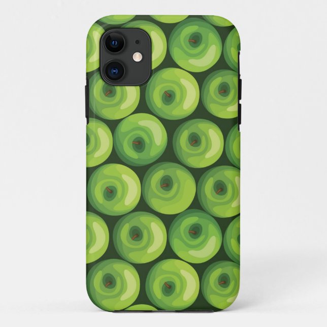 Capa Para iPhone 11 Teste padrão com maçãs verdes (Verso)