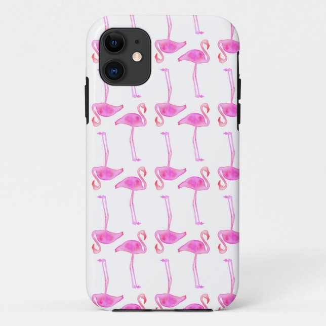 Capa Para iPhone 11 Teste padrão cor-de-rosa do flamingo (Verso)