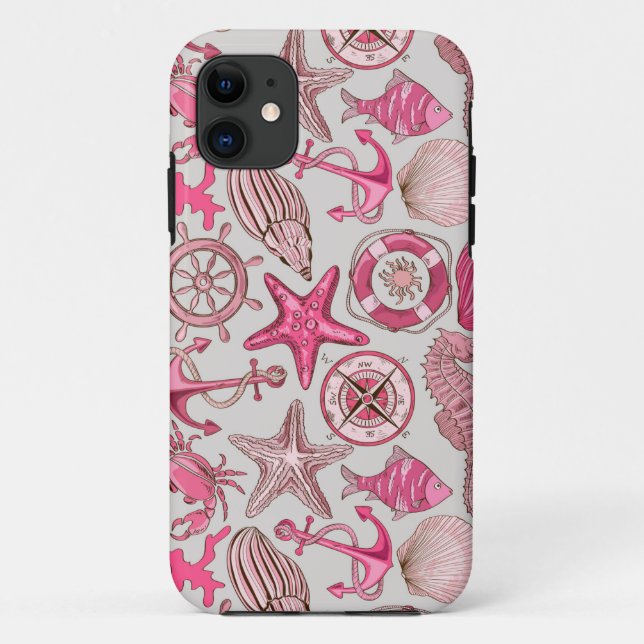 Capa Para iPhone 11 Teste padrão cor-de-rosa do mar (Verso)