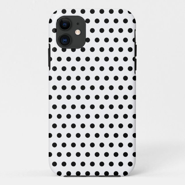 Capa Para iPhone 11 Teste padrão de bolinhas preto e branco. Manchado (Verso)