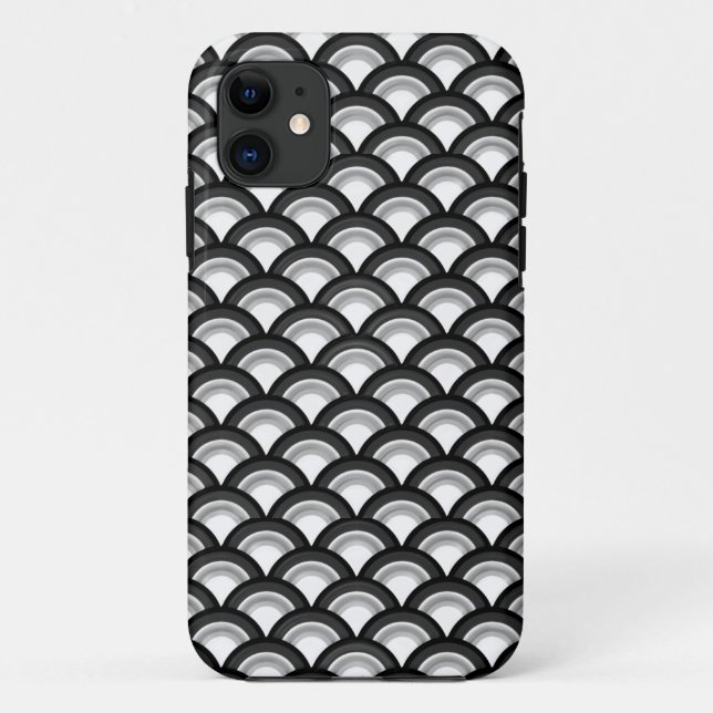 Capa Para iPhone 11 Teste padrão de onda do art deco - preto e branco (Verso)