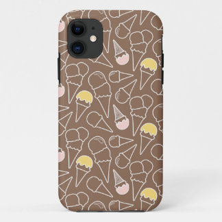 Capa Para iPhone 11 Teste padrão do cone do sorvete em Brown