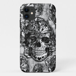 Capa Para iPhone 11 Teste padrão do crânio do açúcar do Grunge