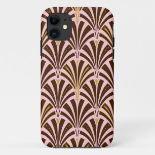 Capa Para iPhone 11 Teste padrão do fã do art deco - chocolate no ro