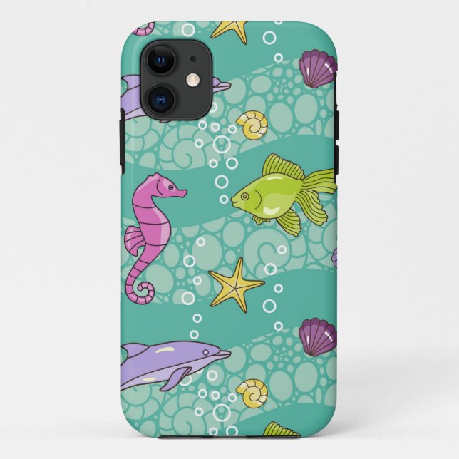 Capa Para iPhone 11 Teste padrão do mar do verão (Verso)