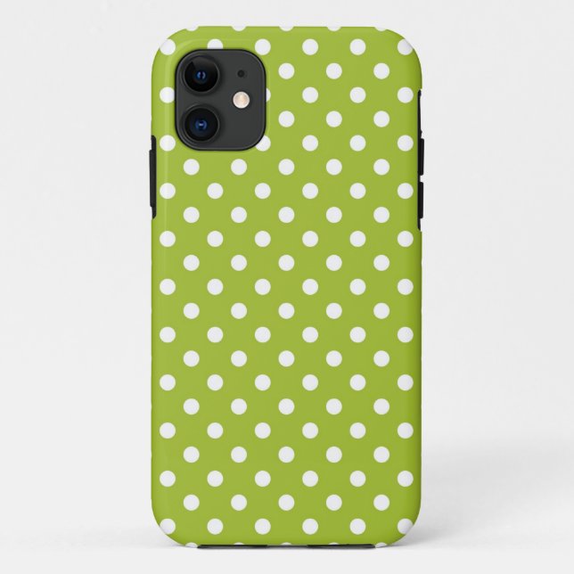 Capa Para iPhone 11 Teste padrão do primavera com bolinhas brancas (Verso)