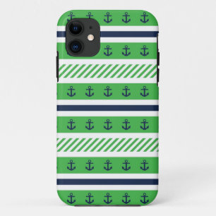 Capa Para iPhone 11 Teste padrão dos azuis marinhos, o verde e o