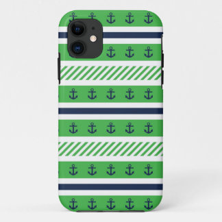 Capa Para iPhone 11 Teste padrão dos azuis marinhos, o verde e o