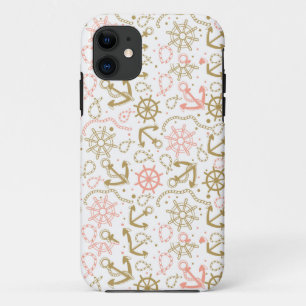 Capa Para iPhone 11 Teste padrão dourado da âncora