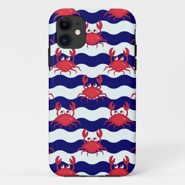 Capa Para iPhone 11 Teste padrão feliz dos caranguejos (Verso)