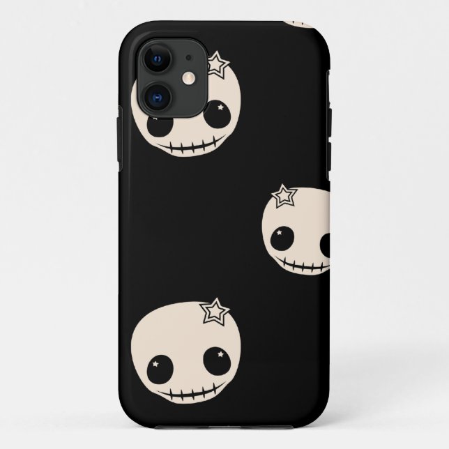 Capa Para iPhone 11 Teste padrão feminino dos crânios do emo do crânio (Verso)