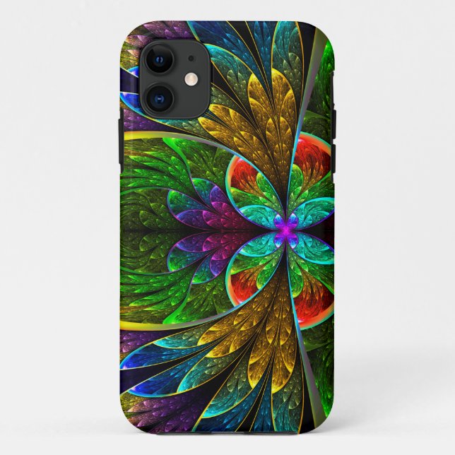 Capa Para iPhone 11 Teste padrão floral abstrato do vitral (Verso)