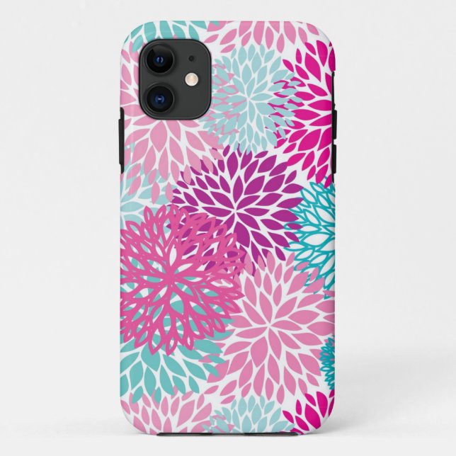 Capa Para iPhone 11 Teste padrão floral brilhante 2 (Verso)