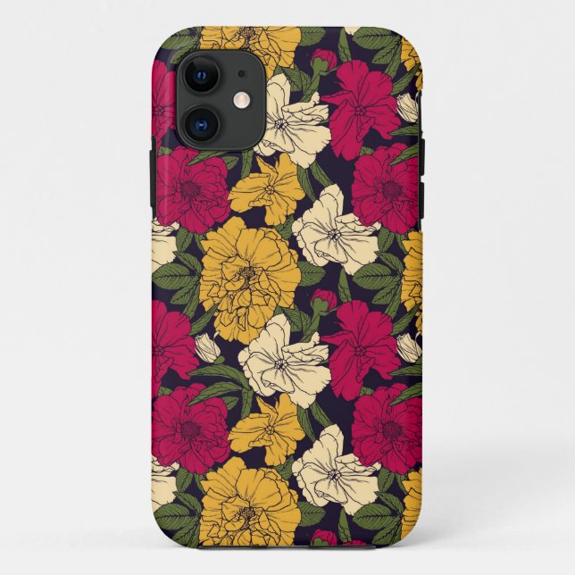 Capa Para iPhone 11 Teste padrão floral elegante (Verso)