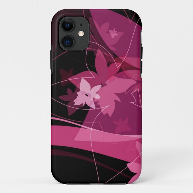 Capa Para iPhone 11 Teste padrão floral magenta (Verso)