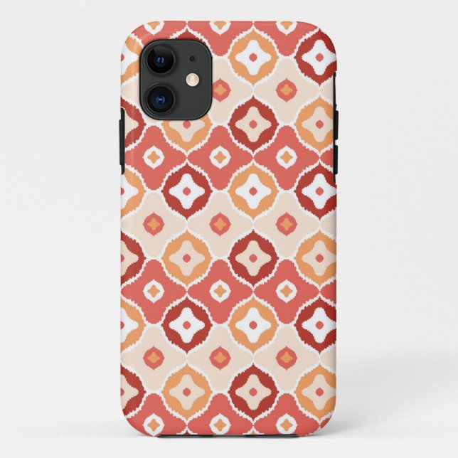 Capa Para iPhone 11 Teste padrão geométrico do ikat dourado (Verso)