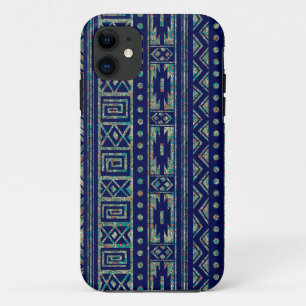 Capa Para iPhone 11 Teste padrão geométrico tribal azul e colorido 2