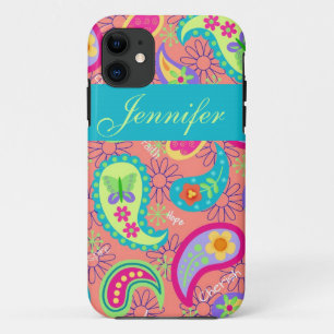 Capa Para iPhone 11 Teste padrão moderno alaranjado coral do gráfico