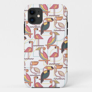 Capa Para iPhone 11 Teste padrão moderno com pássaros tropicais
