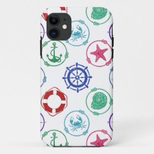 Capa Para iPhone 11 Teste padrão náutico colorido