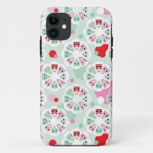 Capa Para iPhone 11 teste padrão pastel do fundo da coruja da flor