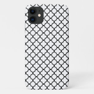 Capa Para iPhone 11 Teste padrão preto e branco do trevo de Quatrefoi
