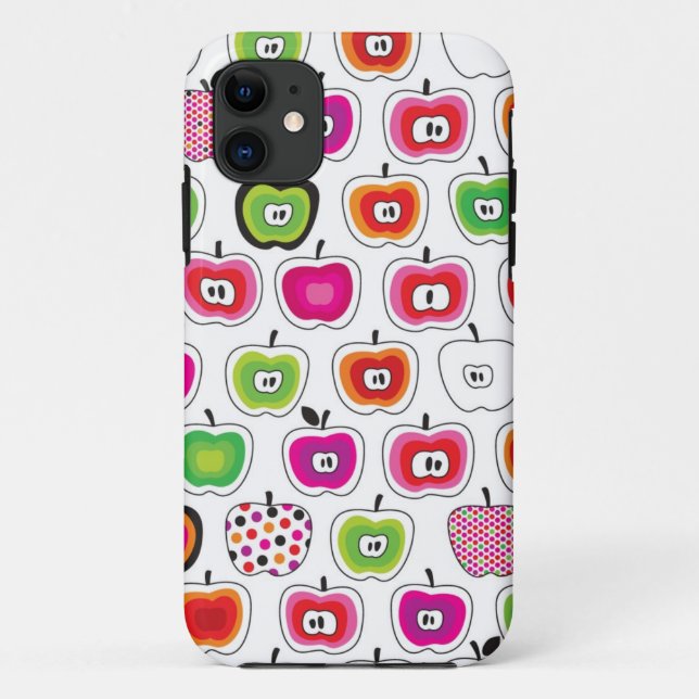 Capa Para iPhone 11 Teste padrão retro bonito da maçã (Verso)
