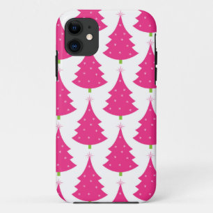 Capa Para iPhone 11 Teste padrão retro cor-de-rosa bonito da árvore