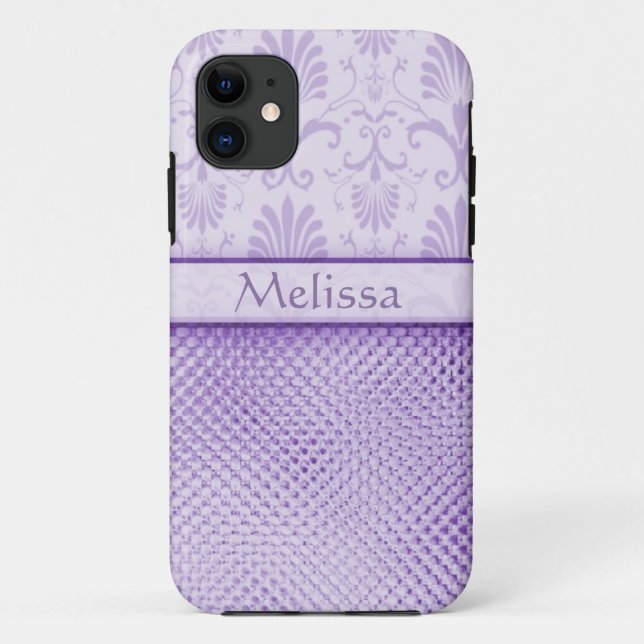 Capa Para iPhone 11 Teste padrão roxo do efeito de Bling personalizado (Verso)