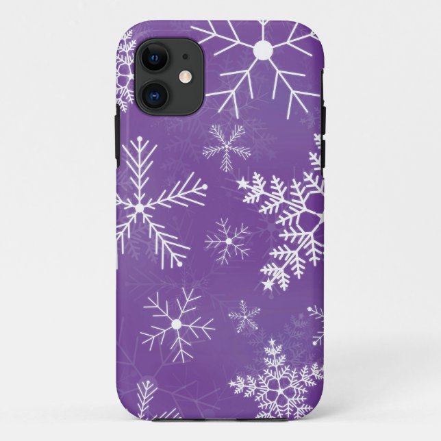 Capa Para iPhone 11 Teste padrão roxo e branco do floco de neve (Verso)