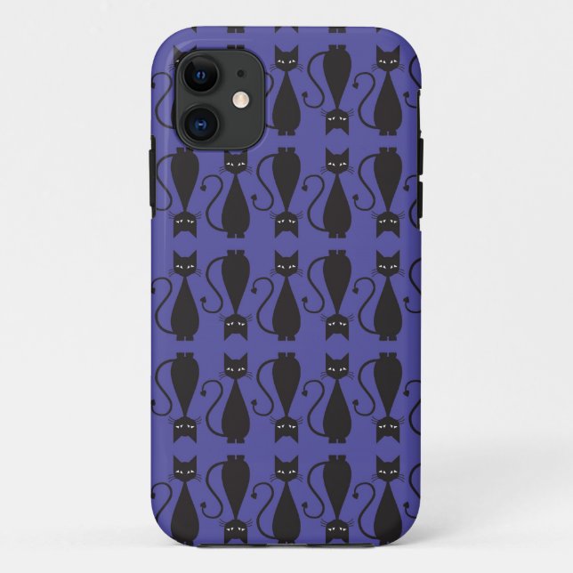 Capa Para iPhone 11 Teste padrão roxo e preto do gato do gótico (Verso)