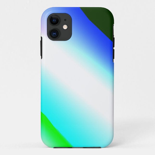 Capa Para iPhone 11 Texto azul verde do arco-íris abstrato (Verso)