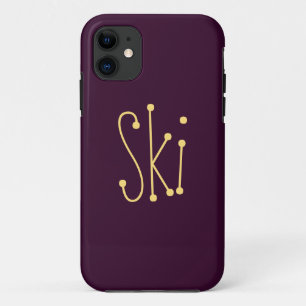 Capa Para iPhone 11 Texto divertido do SKI Whimsic Diversão fundo roxo