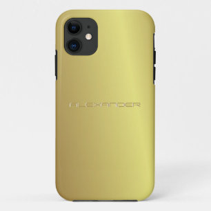 Capa Para iPhone 11 Texto Personalizado de Padrão Dourado Amarelo