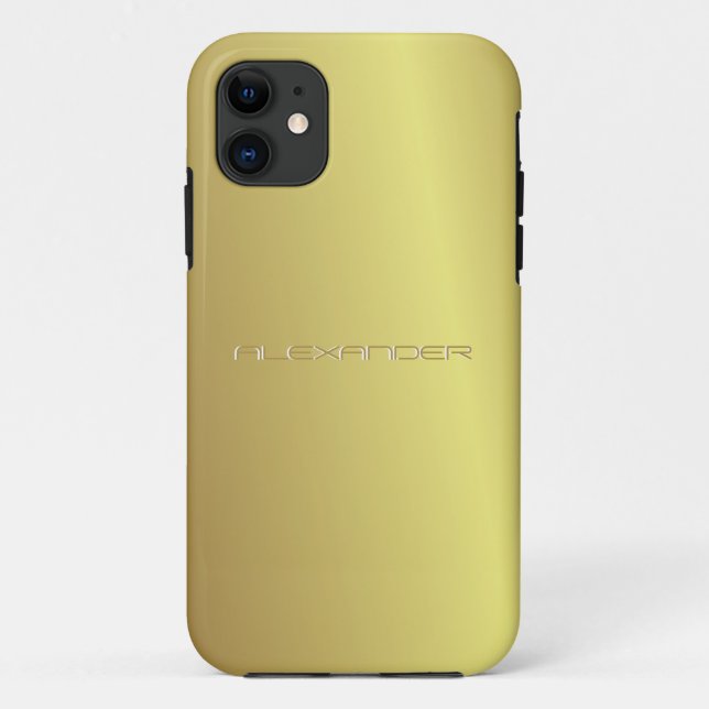 Capa Para iPhone 11 Texto Personalizado de Padrão Dourado Amarelo (Verso)