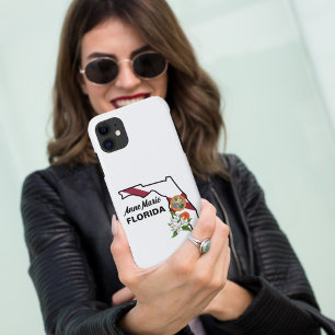 Capa Para iPhone 11 Texto Personalizado Sinalizador Flor e Flor Laranj