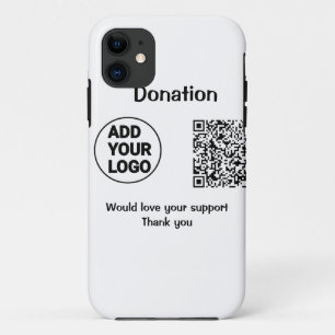 Capa Para iPhone 11 Texto simples de adição de código q r logotipo de