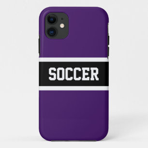 Capa Para iPhone 11 Texto SOCCER de Stripes Atlíticas Retas Roxas Negr