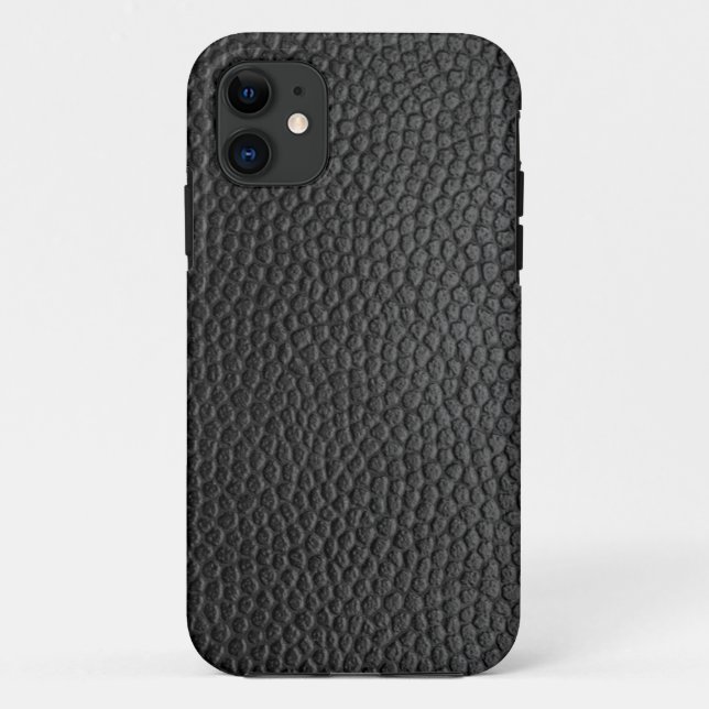 Capa Para iPhone 11 Textura de couro preto (Verso)
