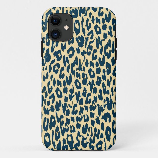 Capa Para iPhone 11 Textura impressa azul-vírgula do leopardo (Verso)