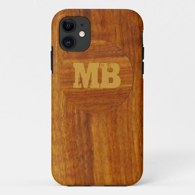 Capa Para iPhone 11 textura personalizada de madeira (Verso)