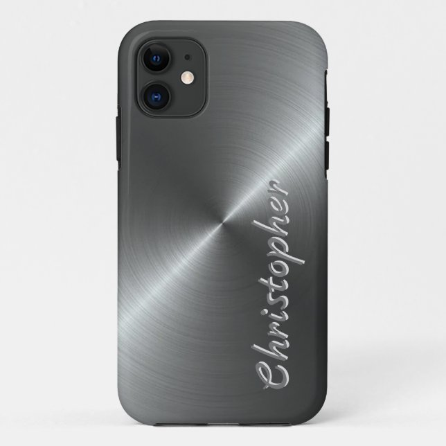 Capa Para iPhone 11 Textura radial de titânio metálico personalizado (Verso)