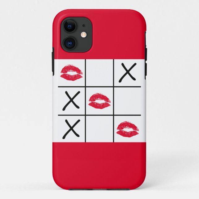 Capa Para iPhone 11 Tic Tac Toe lábios (Verso)