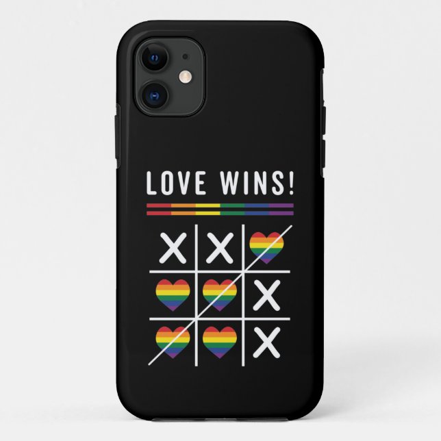 Capa Para iPhone 11 Tic Tac Toe Love ganha Orgulho gay LGBTQ (Verso)