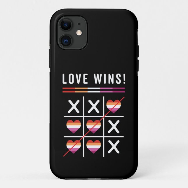 Capa Para iPhone 11 Tic Tac Toe Love ganha orgulho lésbico LGBTQ (Verso)