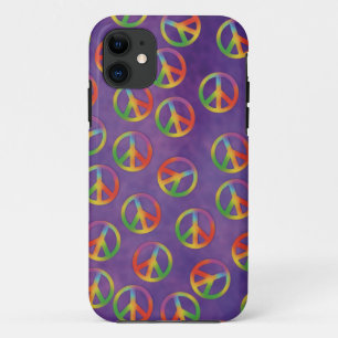 Capa Para iPhone 11 Tie Dye Peace sinaliza em roxo